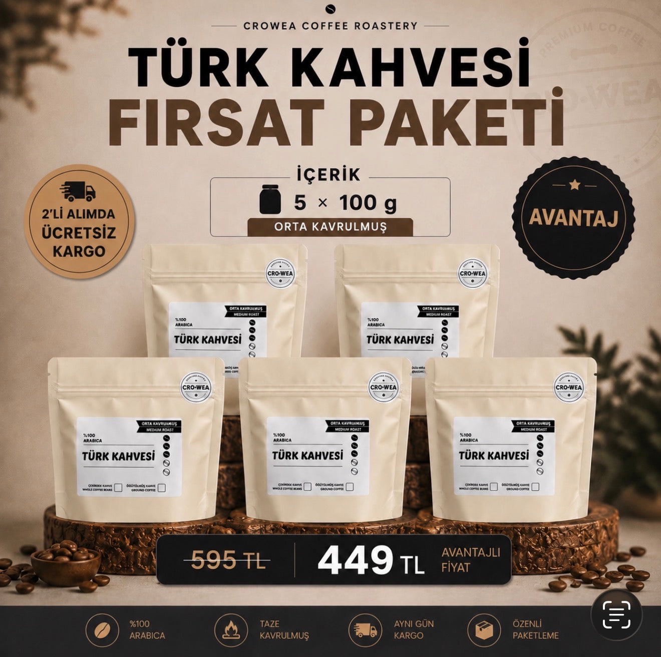 Türk Kahvesi Fırsat Paketi (5 x 100 g)