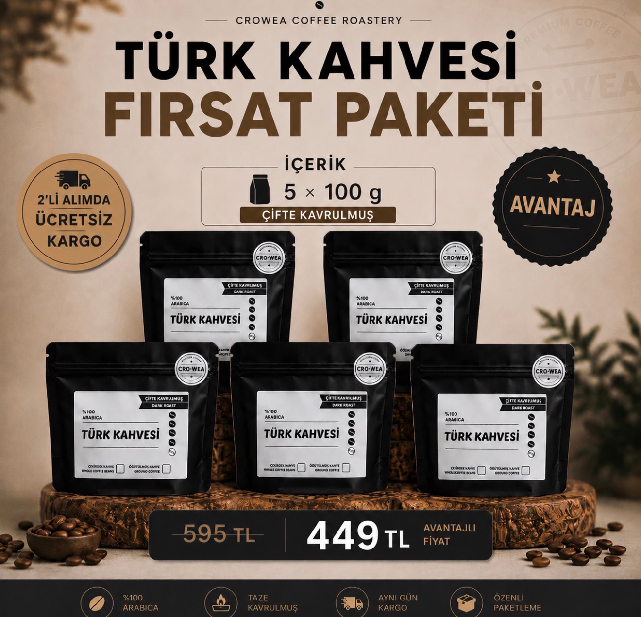 Türk Kahvesi Fırsat Paketi (5 x 100 g)