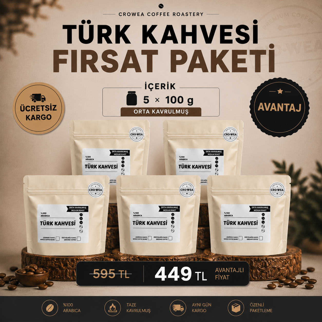 Türk Kahvesi Fırsat Paketi (5 x 100 g)